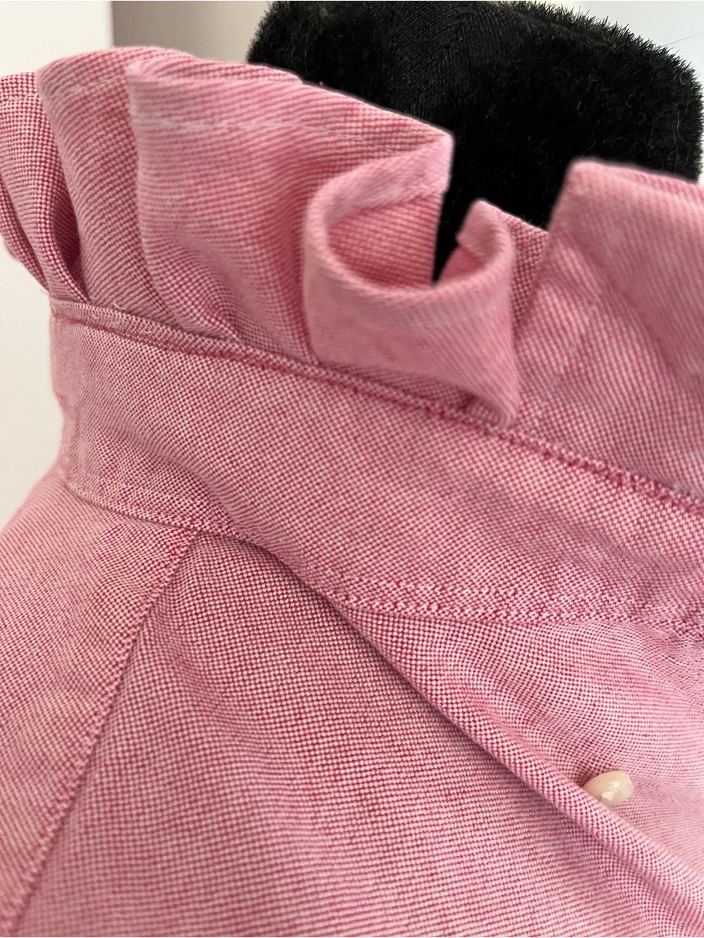 Refashioned Ralph Lauren Red/Pink Women’s Oxford Button-Down with Ruffle Collar - Picture 7 of 7